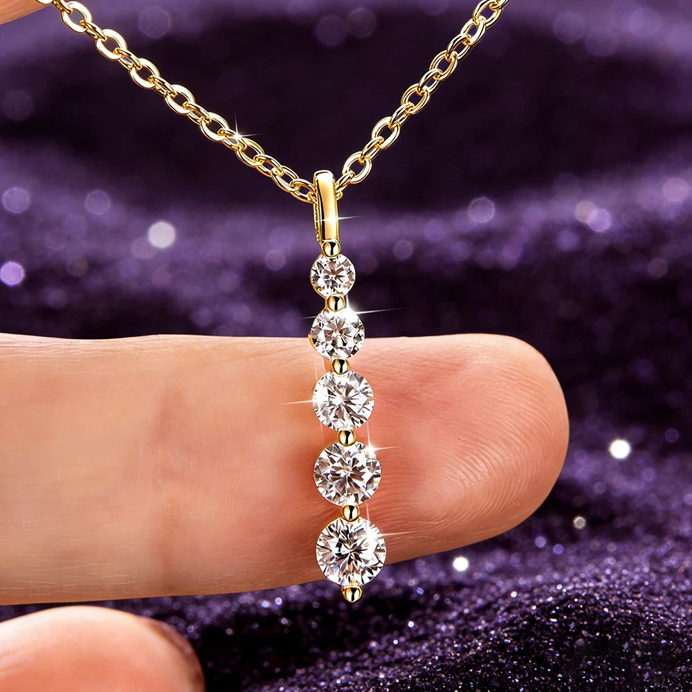 Collier barre moissanite doré
