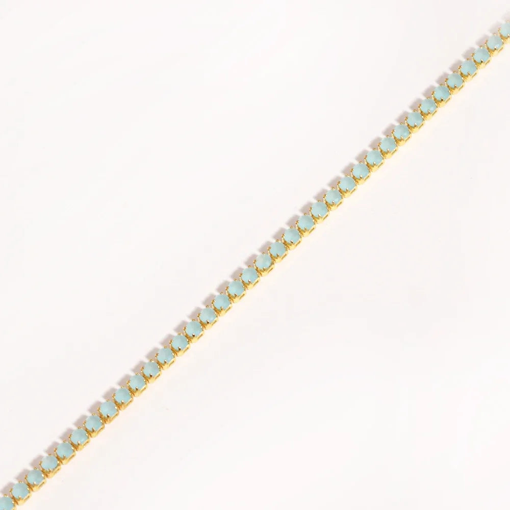 Collier tennis zircones colorées doré
