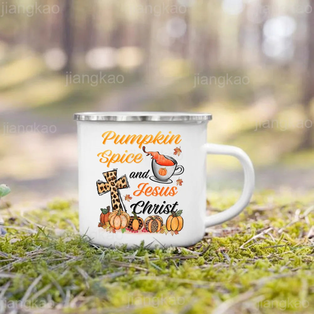 Mug émail citrouille « It's Fall Y'all »