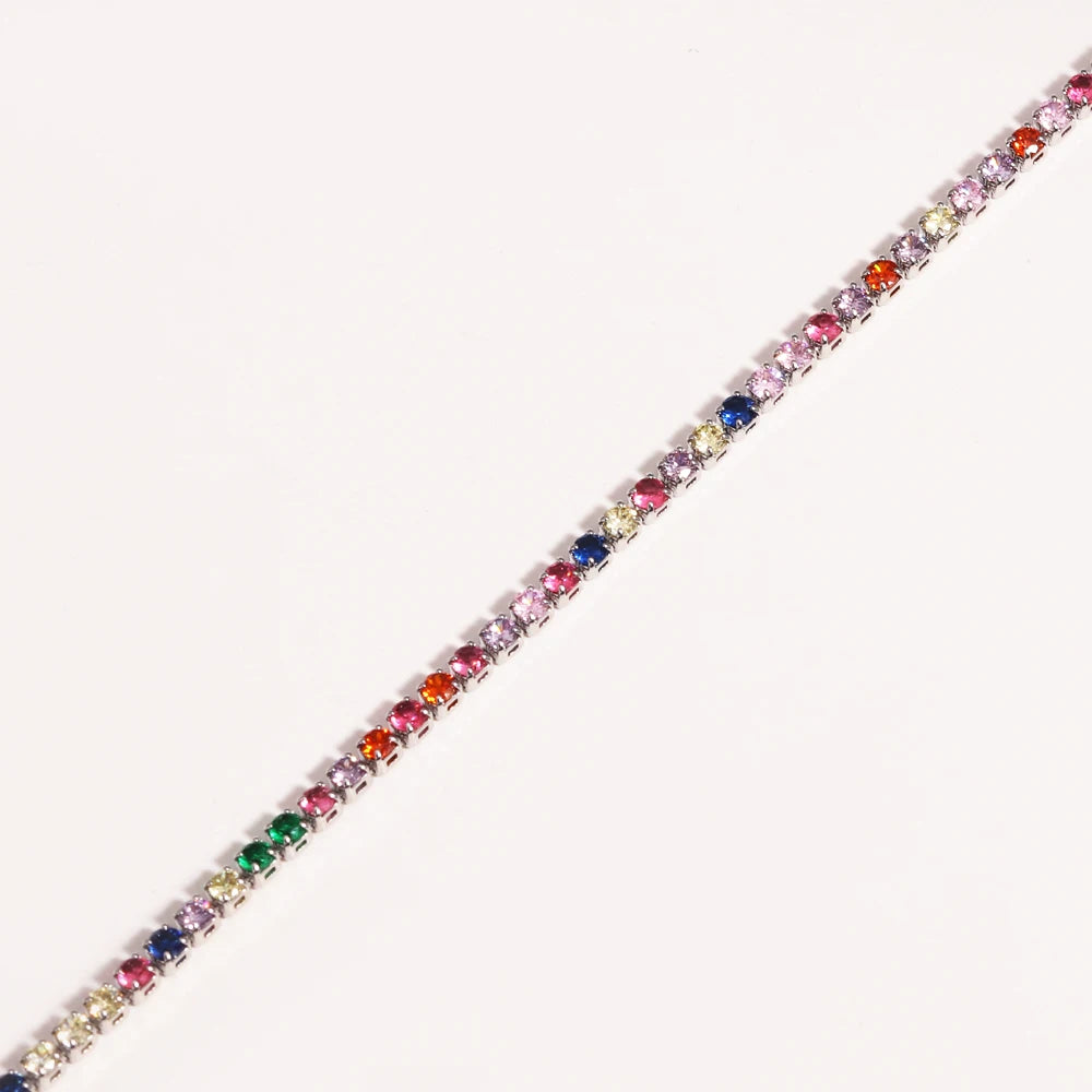 Collier tennis zircones colorées doré