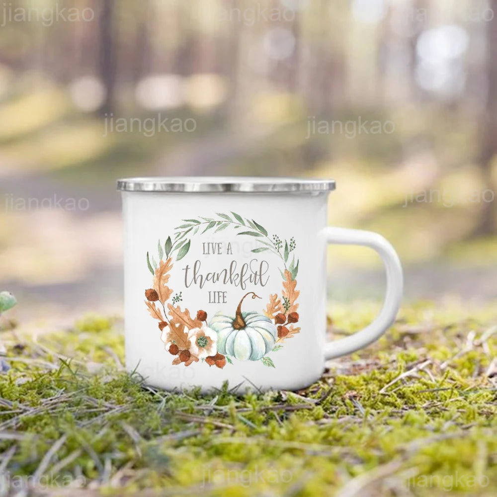 Mug émail citrouille « It's Fall Y'all »
