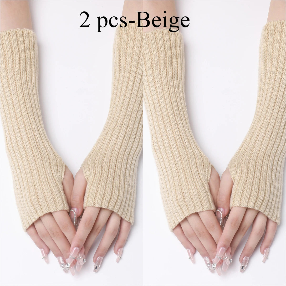 Long Fingerless Gloves Women Mitten Winter Arm Warmer Kawaii Knitted Sleeve Soft Girls Anime Clothes Punk Gothic Lolita 1/2/5 pc
