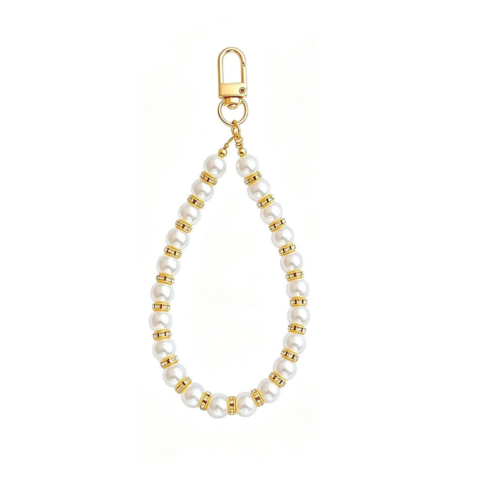 Chaîne de téléphone perles blanches – Bandoulière