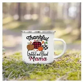 Tourist Mug Beer Coffee Cups Fall Thanksgiving Party Wine Juice Mug Hello Pumpkin Leaves Printed Enamel Mugs Fathers Day Gifts