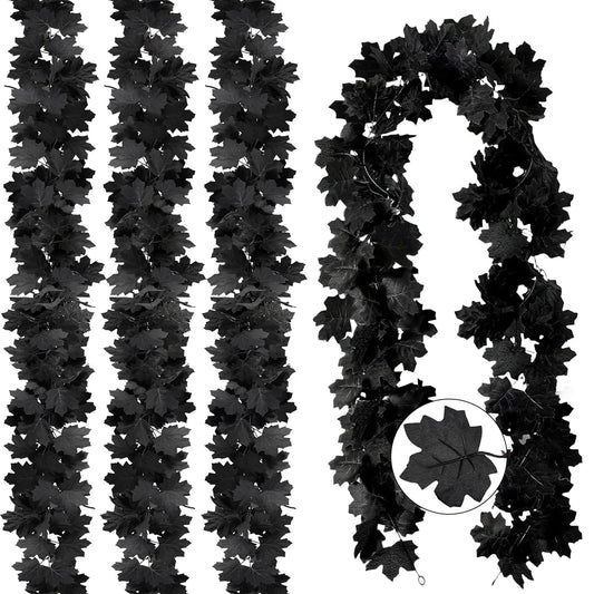 Guirlande de feuilles d'érable noires artificielles (200 cm)