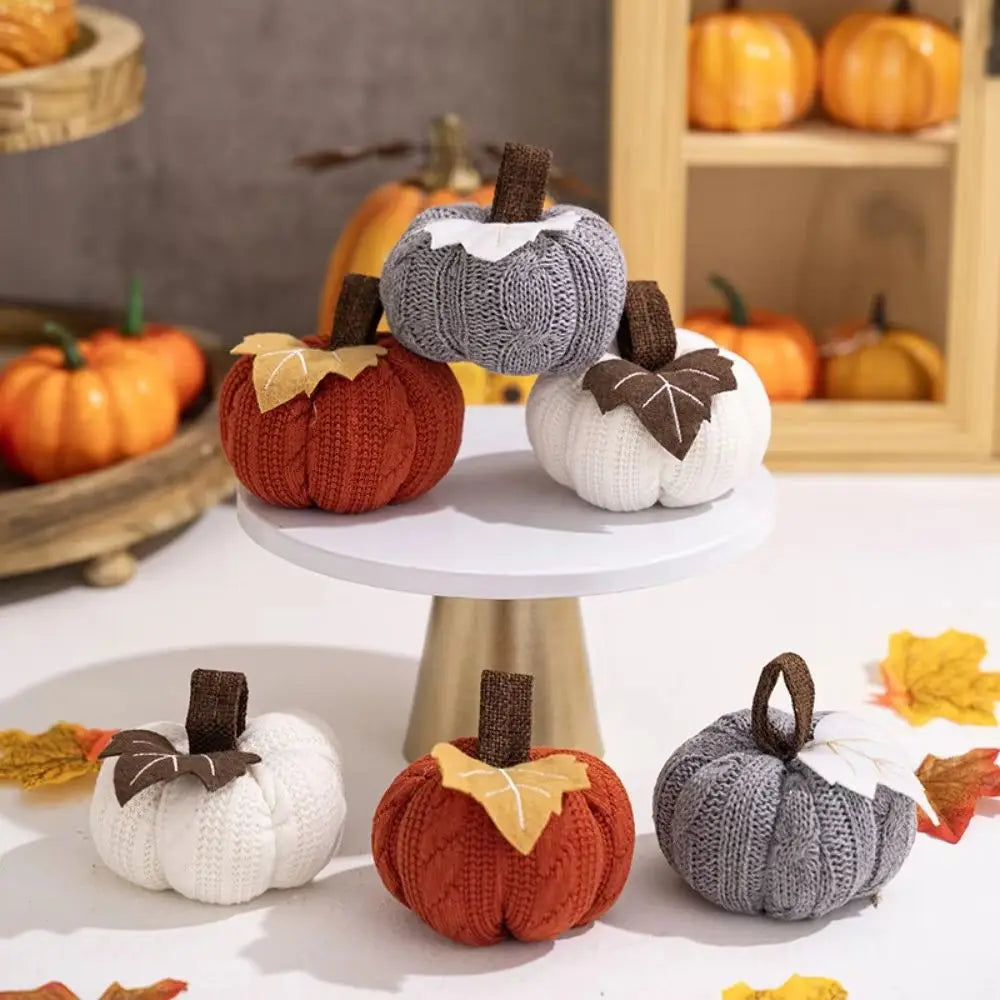 Set de 3 citrouilles décoratives en tissu – Tons d'automne