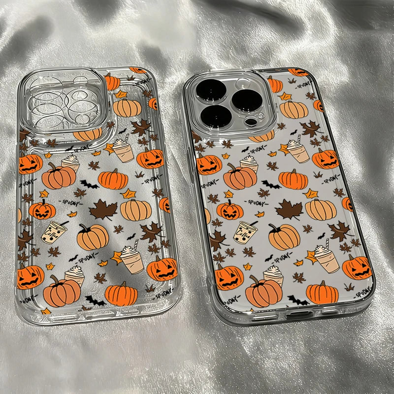 Coque Automne Feuilles & Citrouilles pour iPhone 11/12/13/14/15/16/17/18 Pro Max