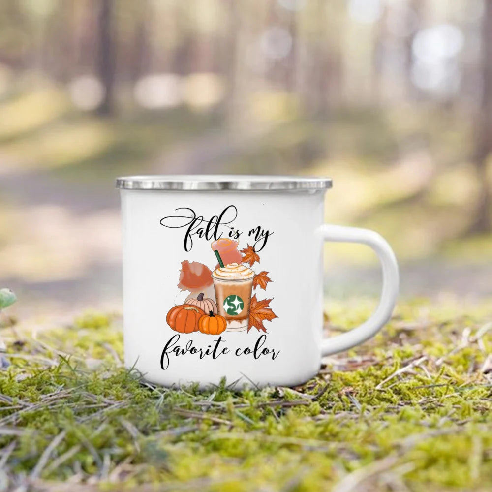 Mugs émail citrouille et animaux