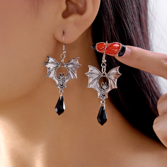 Boucles d'oreilles chauve-souris cristal rouge – Halloween