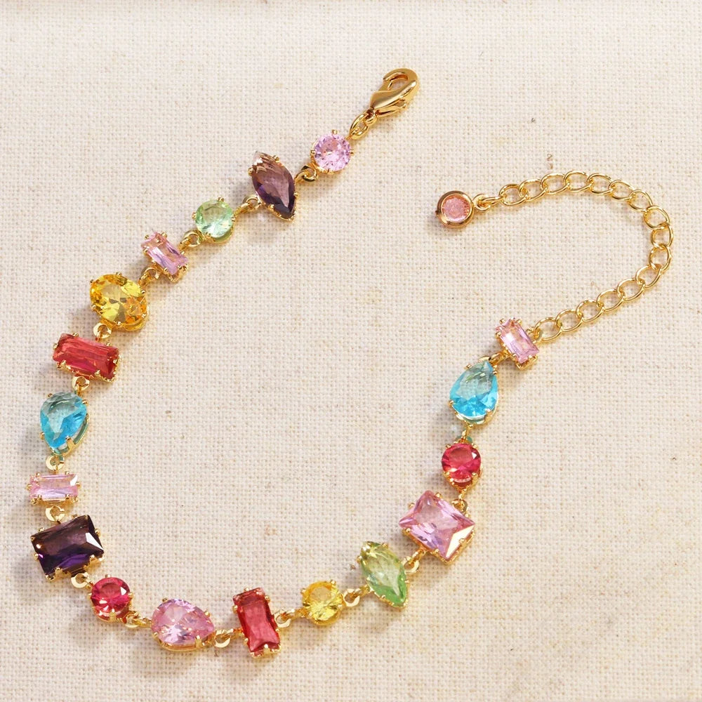 Collier cristaux colorés doré