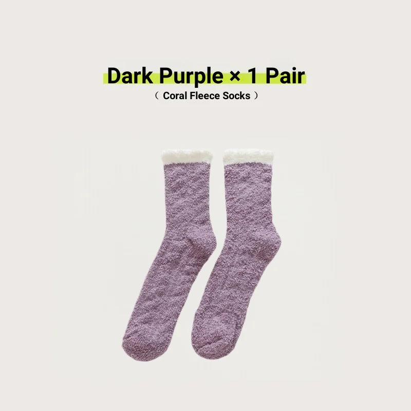Women Cute Cat Paw Coral Fleece Socks Winter Thermal Thick Warm Fluffy Mid Calf Socks Non Slip Home Floor Sleep House Cozy Gift