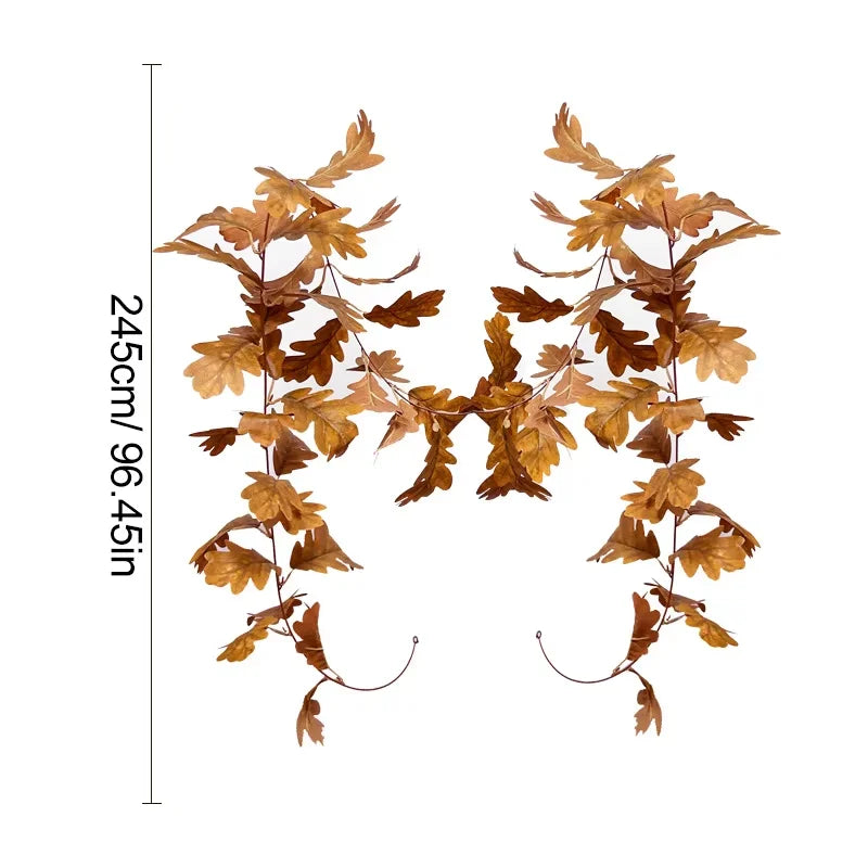Artificial Oak Leaf Fall Garland,Hanging Vine Garland for Fireplace Mantel, Dining Table Decor, Farmhouse Indoor Outdoor Decor
