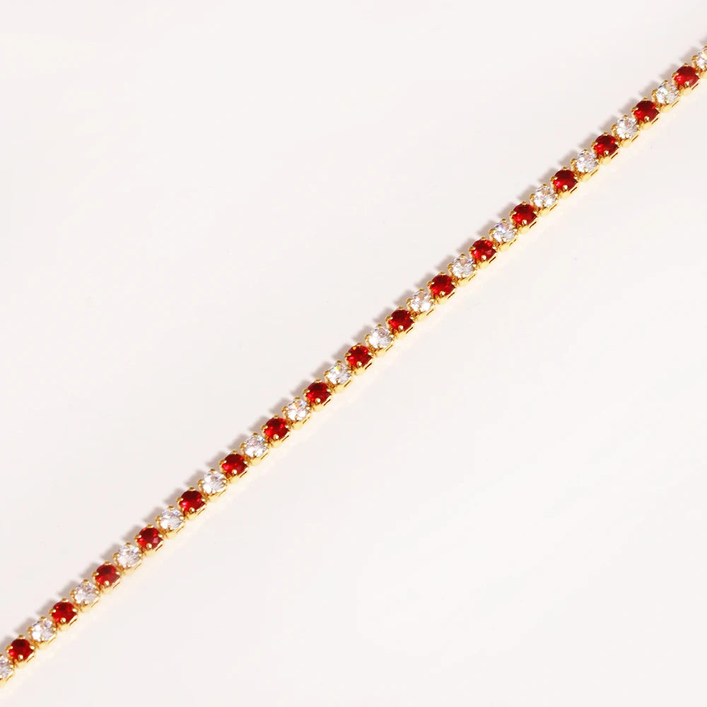 Collier tennis zircones colorées doré
