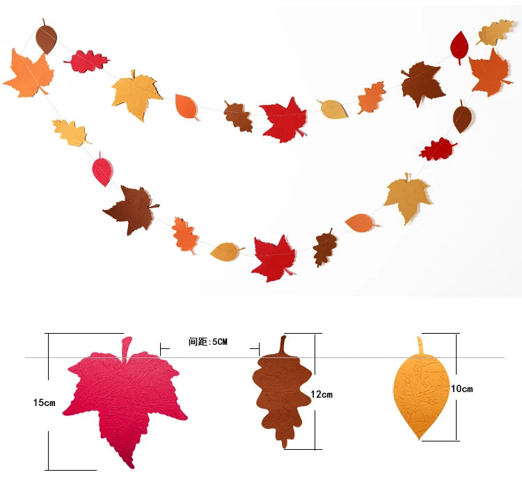 Orange Beige Boho Pom Pom Flower Fall Thanksgiving Banner Heart Tassel Garlands Balloons Hanging Autumn Harvest Wedding Decor