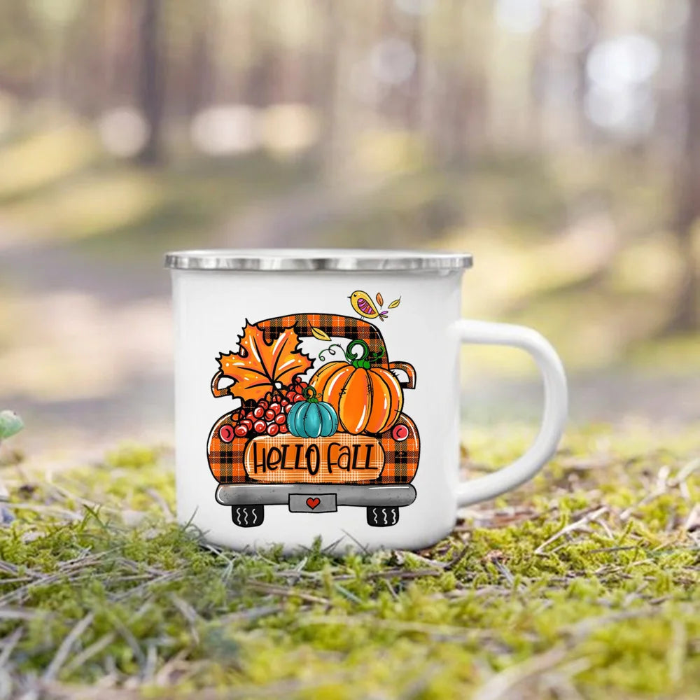 Mugs émail citrouille et animaux