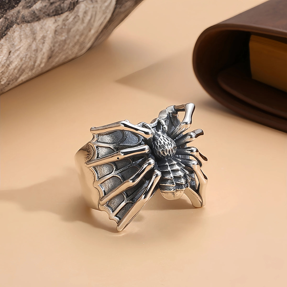 Bague araignée ajustable – Style gothique Halloween