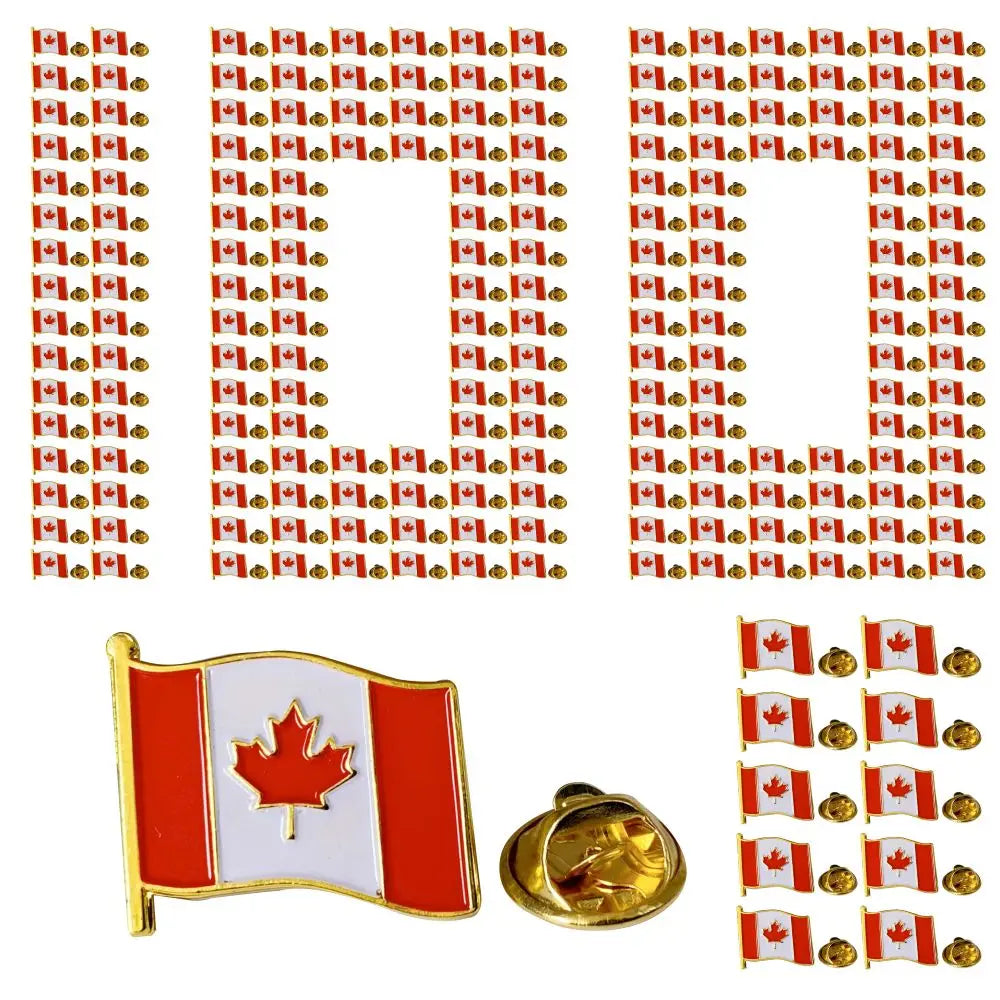 Enamel Canada Flag Lapel Pin - Maple Leaf Patriotic Badge for Suit Blazer - Waving Canadian Flag Pins Bulk Souvenir