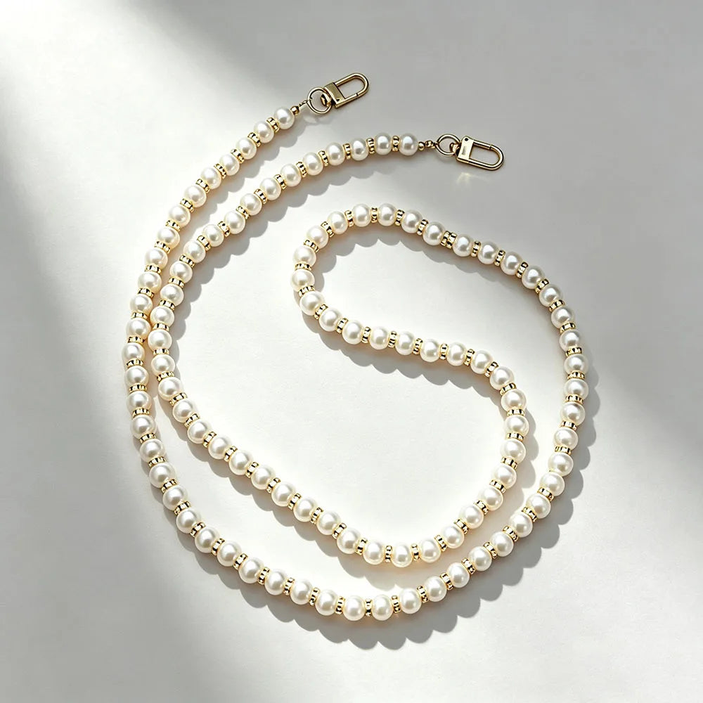 Chaîne de téléphone perles blanches – Bandoulière