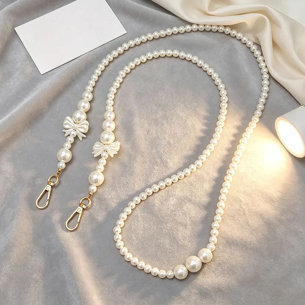 Chaîne de téléphone perles blanches – Bandoulière