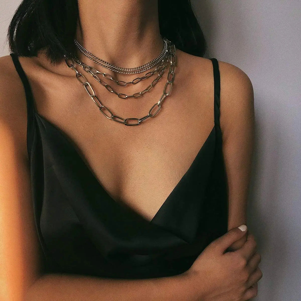 Collier chaîne trombone dorée