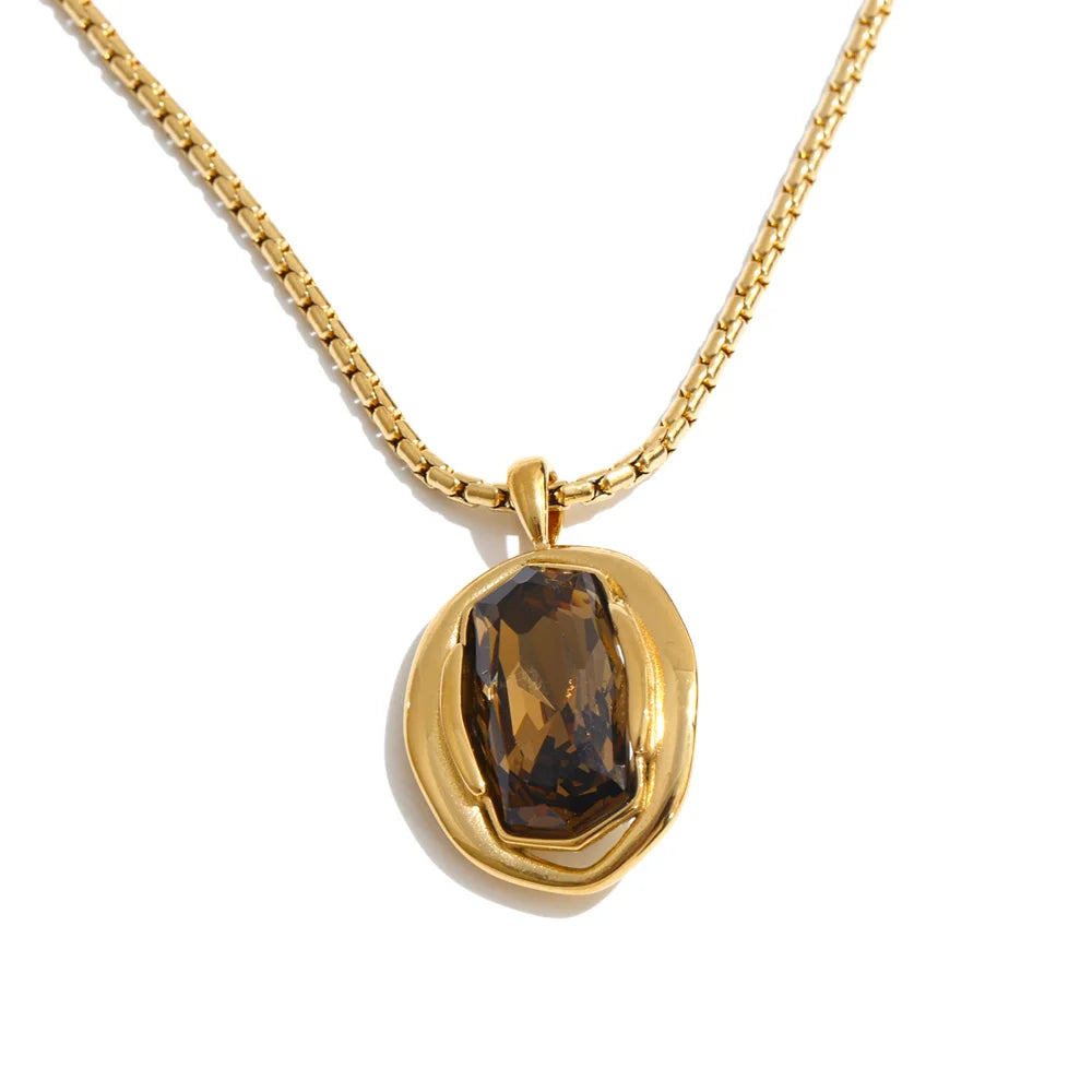 Collier pendentif cristal doré