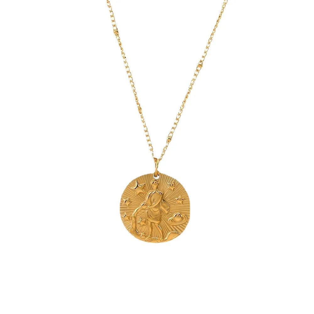 Collier médaillon zodiaque doré