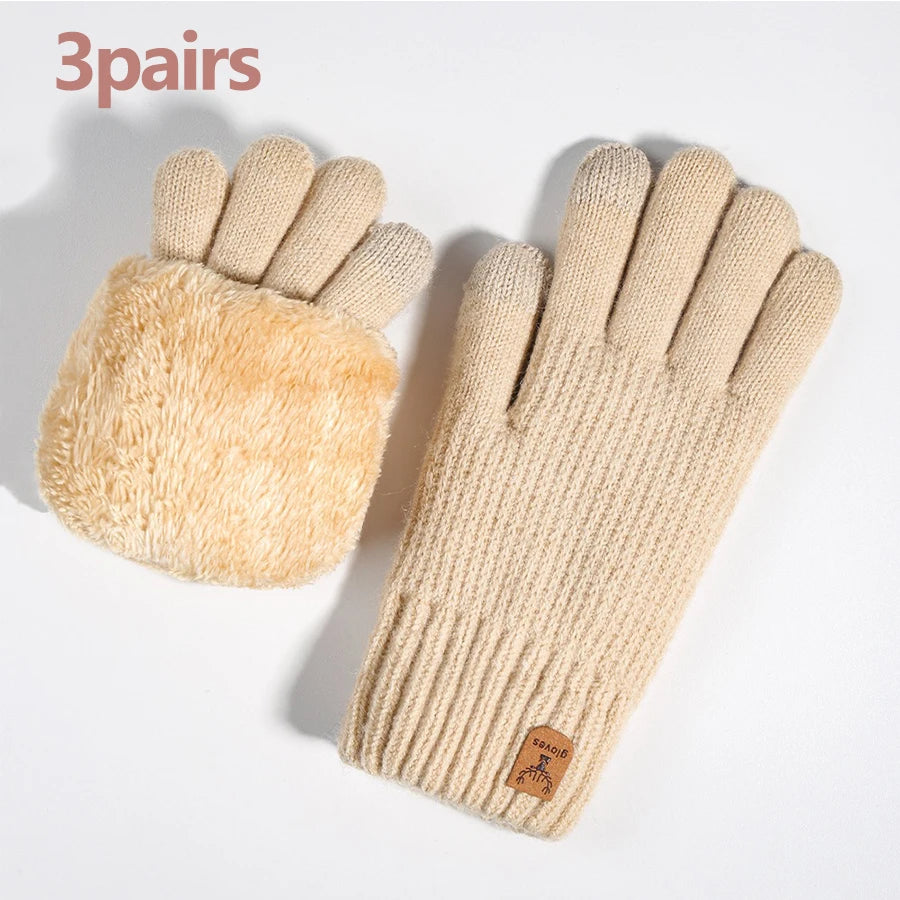 Women's Thermal Touchscreen Gloves - Cable Knit Fleece Lined, Soft Warm Winter for Outdoor Riding Commuting, Autumn Winter