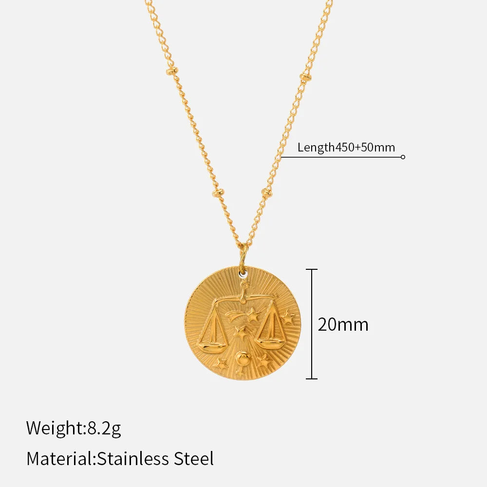 Collier médaillon zodiaque doré
