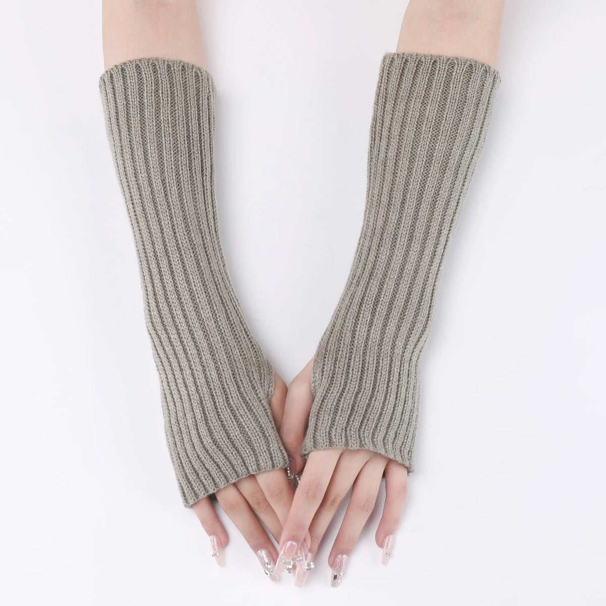 Long Fingerless Gloves Women Mitten Winter Arm Warmer Kawaii Knitted Sleeve Soft Girls Anime Clothes Punk Gothic Lolita 1/2/5 pc