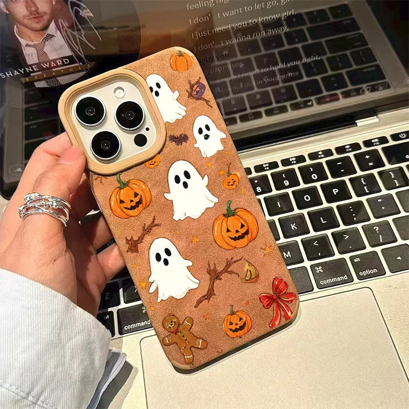 Coque Halloween Citrouille & Fantôme pour iPhone 11/12/13/14/15/16/17/18 Pro Max