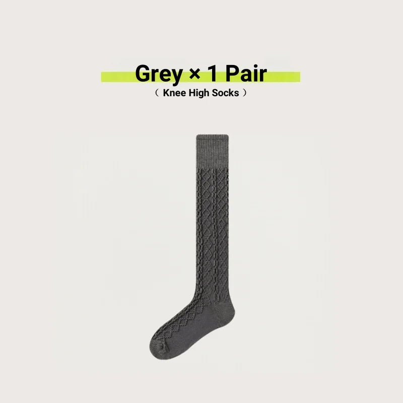 1/3/5 Pairs Women Winter Thermal Thigh High Socks Wool Blend Over Knee Warm Knitted Socks Fashion Slimming Knee High Boot Socks