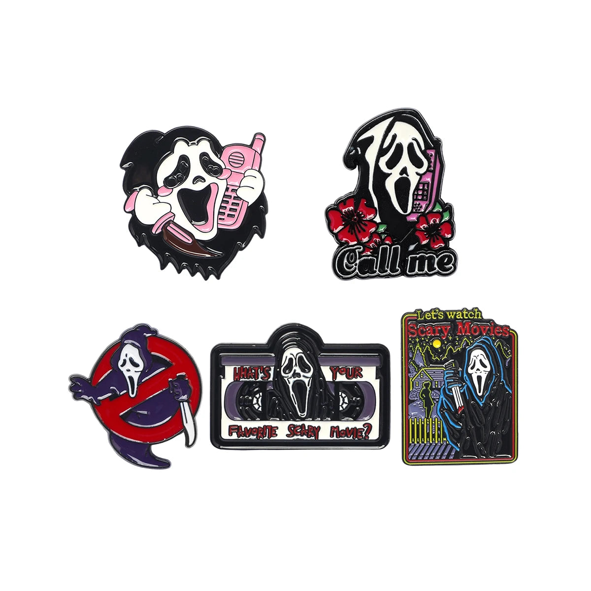 Lot de 5 pins émail Halloween – Style gothique