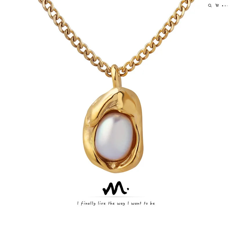 Collier perles chaîne cubaine doré