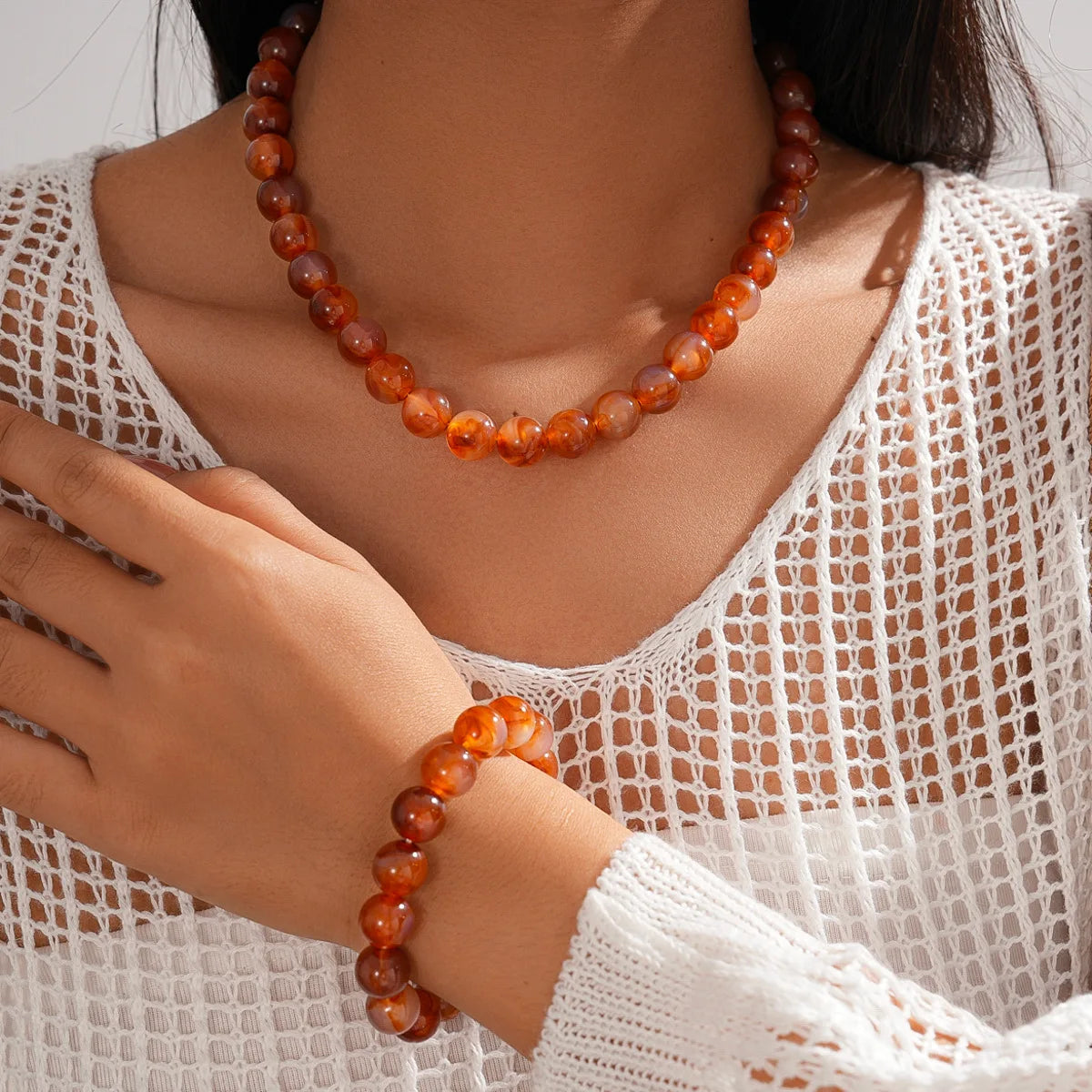 Bracelet élastique perles couleurs d'automne