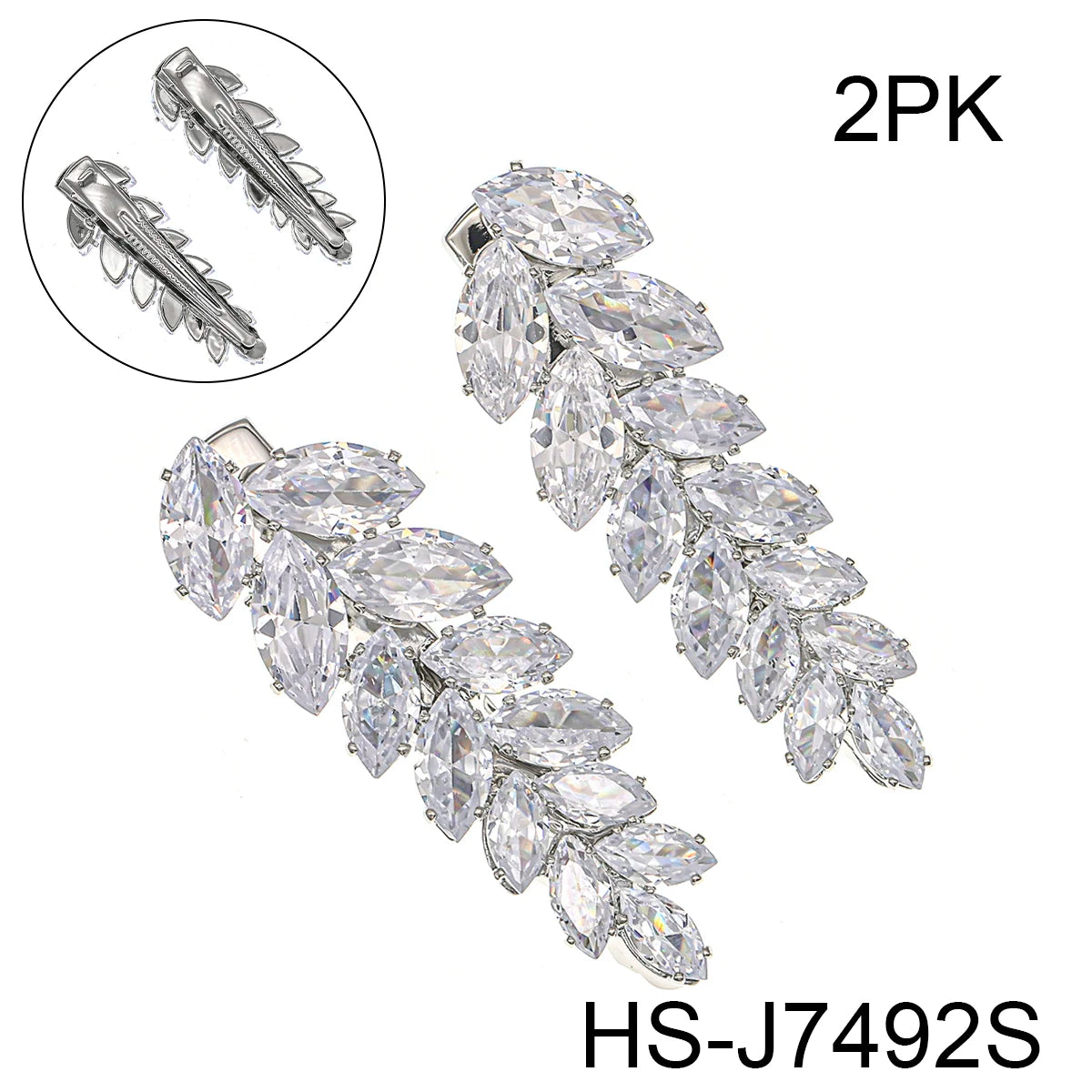 Fashion Barrette Cubic Zirconia Leaf Hair Clips for Women Accessories Bridal Wedding Hair Jewelry Party Bride Headpiece