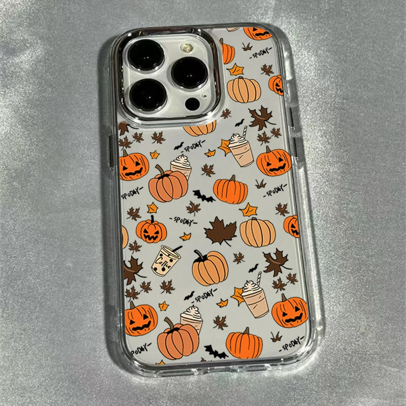 Coque Automne Feuilles & Citrouilles pour iPhone 11/12/13/14/15/16/17/18 Pro Max