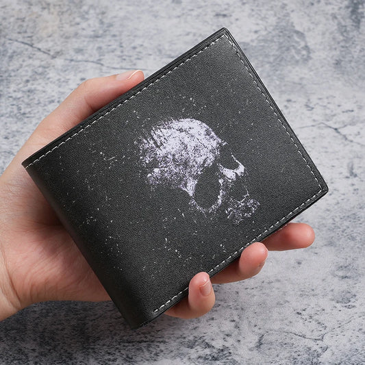 Portefeuille compact chauve-souris et crâne – Halloween rétro