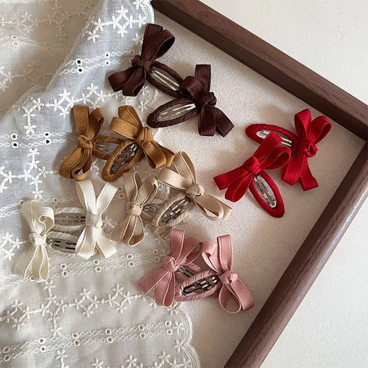 Barrettes bébé nœud tons d'automne (lot)