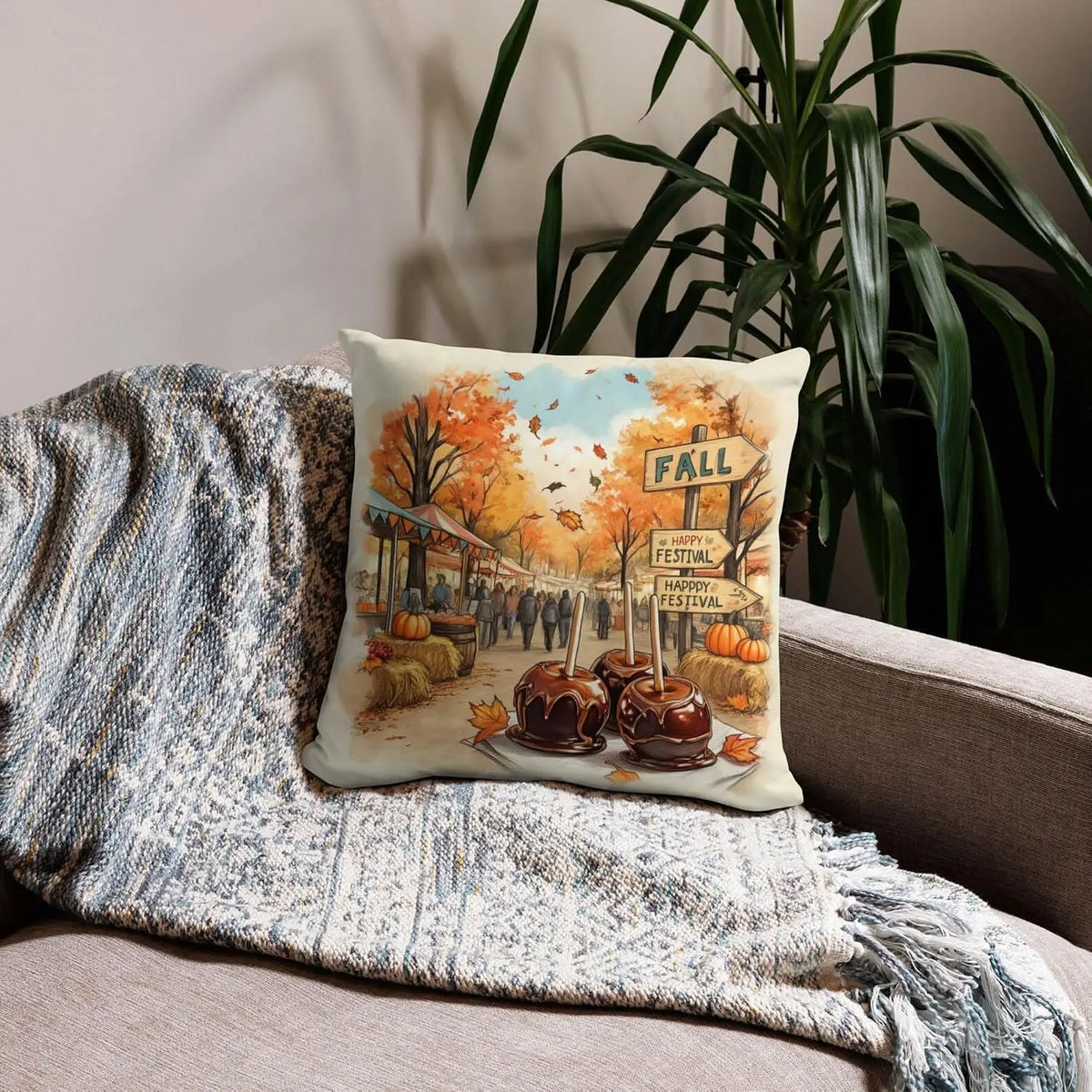 Autumn Fall Festival Pumpkin Pillowcase Cushion Cover Seasonal Square Throw Pillow Home Decor Accent 45x45cm