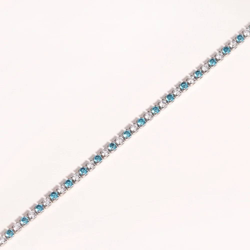 Collier tennis zircones colorées doré