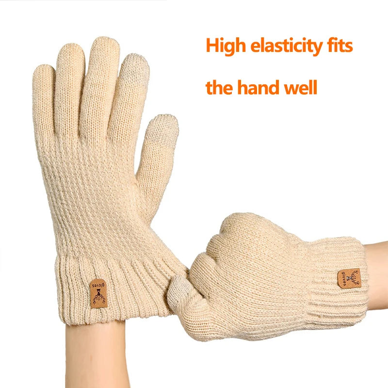 Women's Thermal Touchscreen Gloves - Cable Knit Fleece Lined, Soft Warm Winter for Outdoor Riding Commuting, Autumn Winter