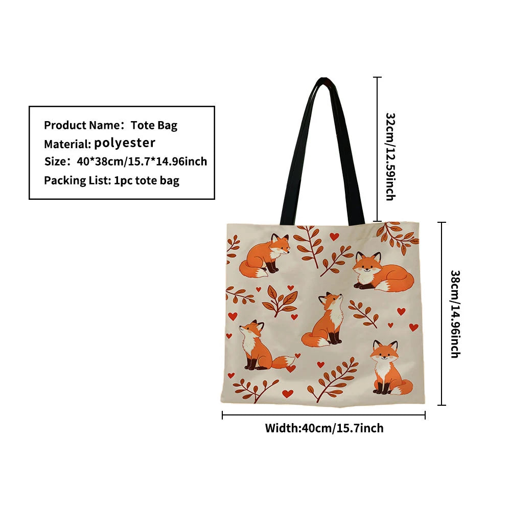 Tote bag renard et feuilles d'automne