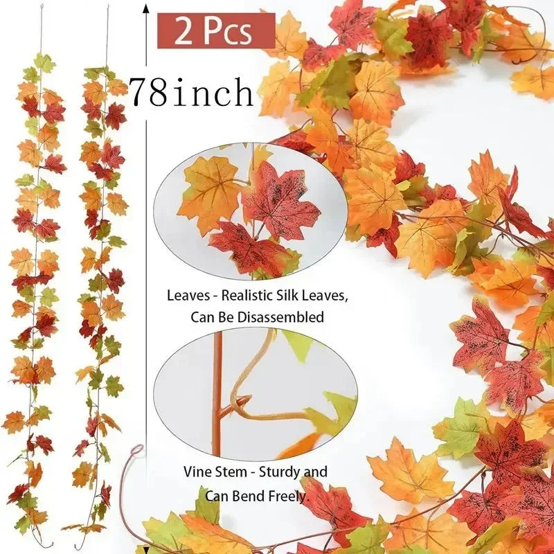 Guirlande de feuilles d'automne artificielle – 2 m