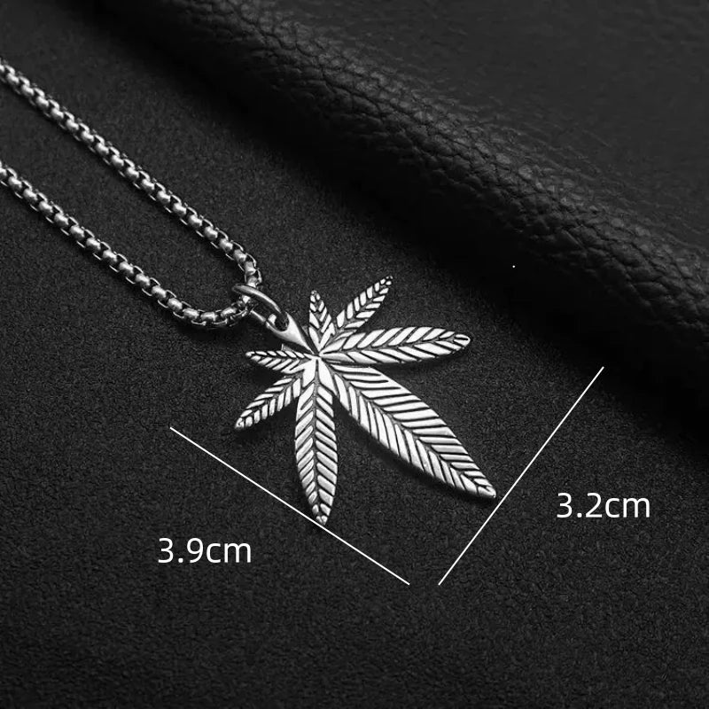 Fashion Maple Leaf Stainless Steel Pendant Necklace Hip-Hop Punk Style Party Disco Necklace Unisex Lucky Gift