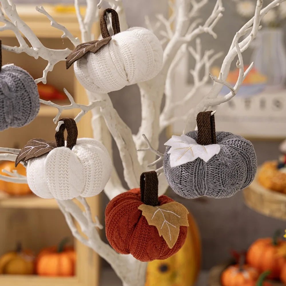 Set de 3 citrouilles décoratives en tissu – Tons d'automne