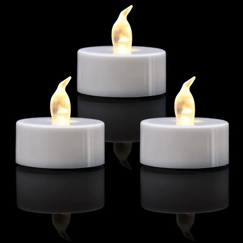 Lot de 12 bougies chauffe-plat LED sans flamme – Piles incluses