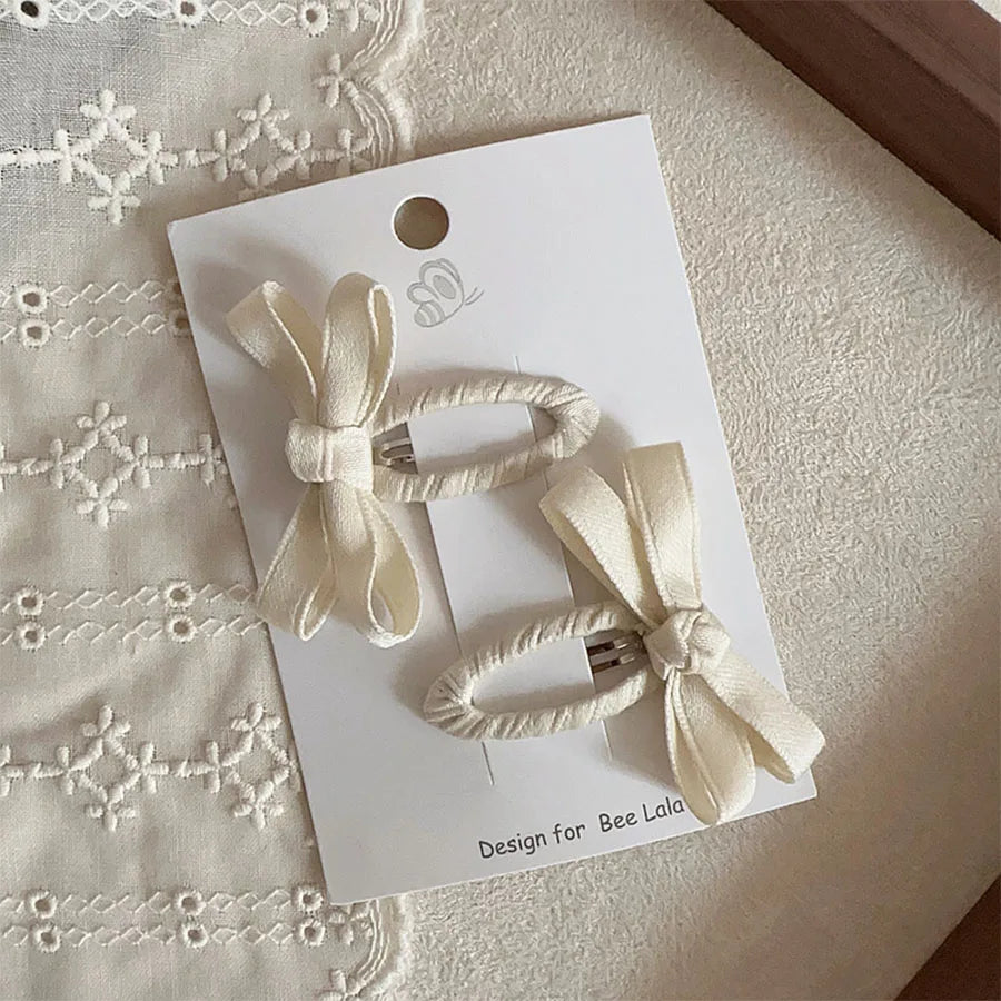 Baby Hair Clips New Autumn and Winter Leaf Color Series Cotton Belt Bow Children's BB Clips Bangs Hairclips Side Hair Accessory