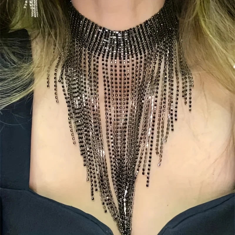 Collier pompon strass doré