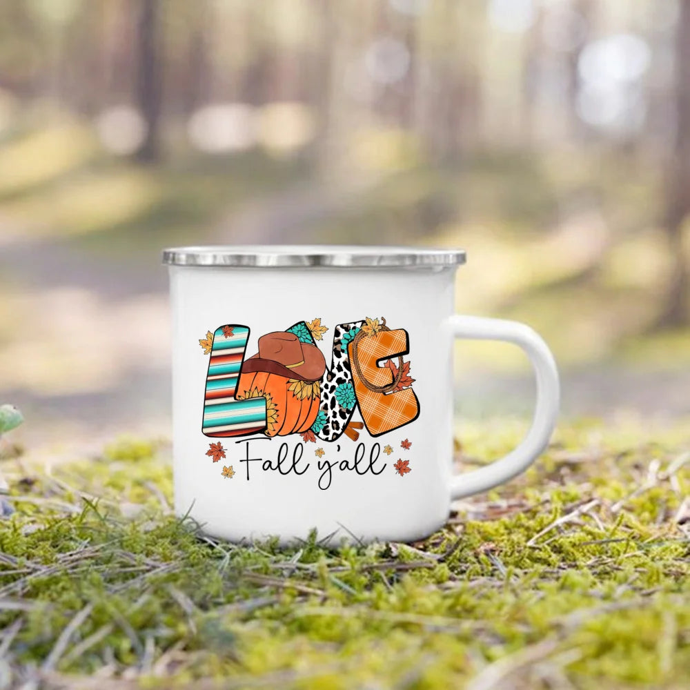 Mugs émail citrouille et animaux