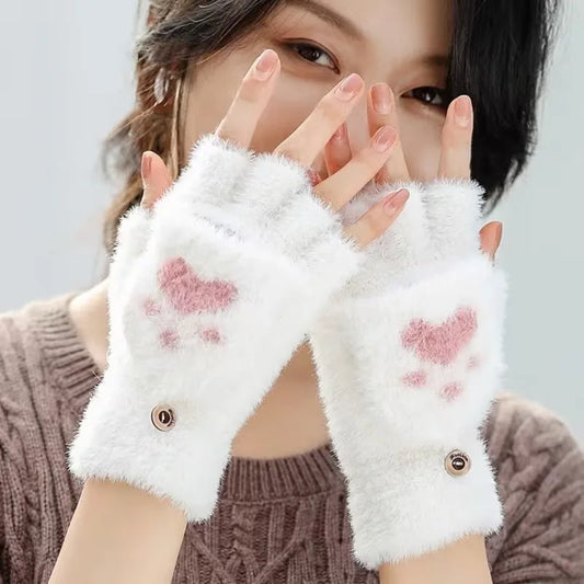 Mitaines pattes de chat avec moufles rabattables